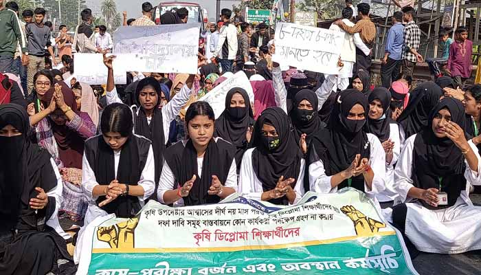 দাবি আদায়ে কৃষি প্রশিক্ষণ ইনস্টিটিউটের শিক্ষার্থীরা আবারো রাস্তায়