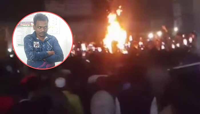 গাছে ঝুলিয়ে পিটিয়ে মৃত্যু নিশ্চিত করে মরদেহে আগুন