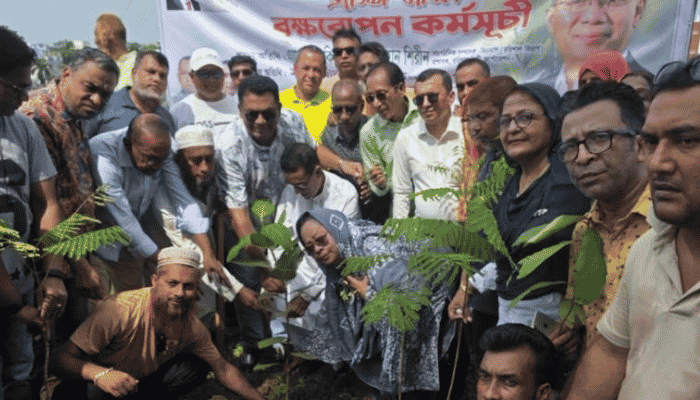 টিবি পুকুর পাড়ে গাছ লাগাল যুবদল